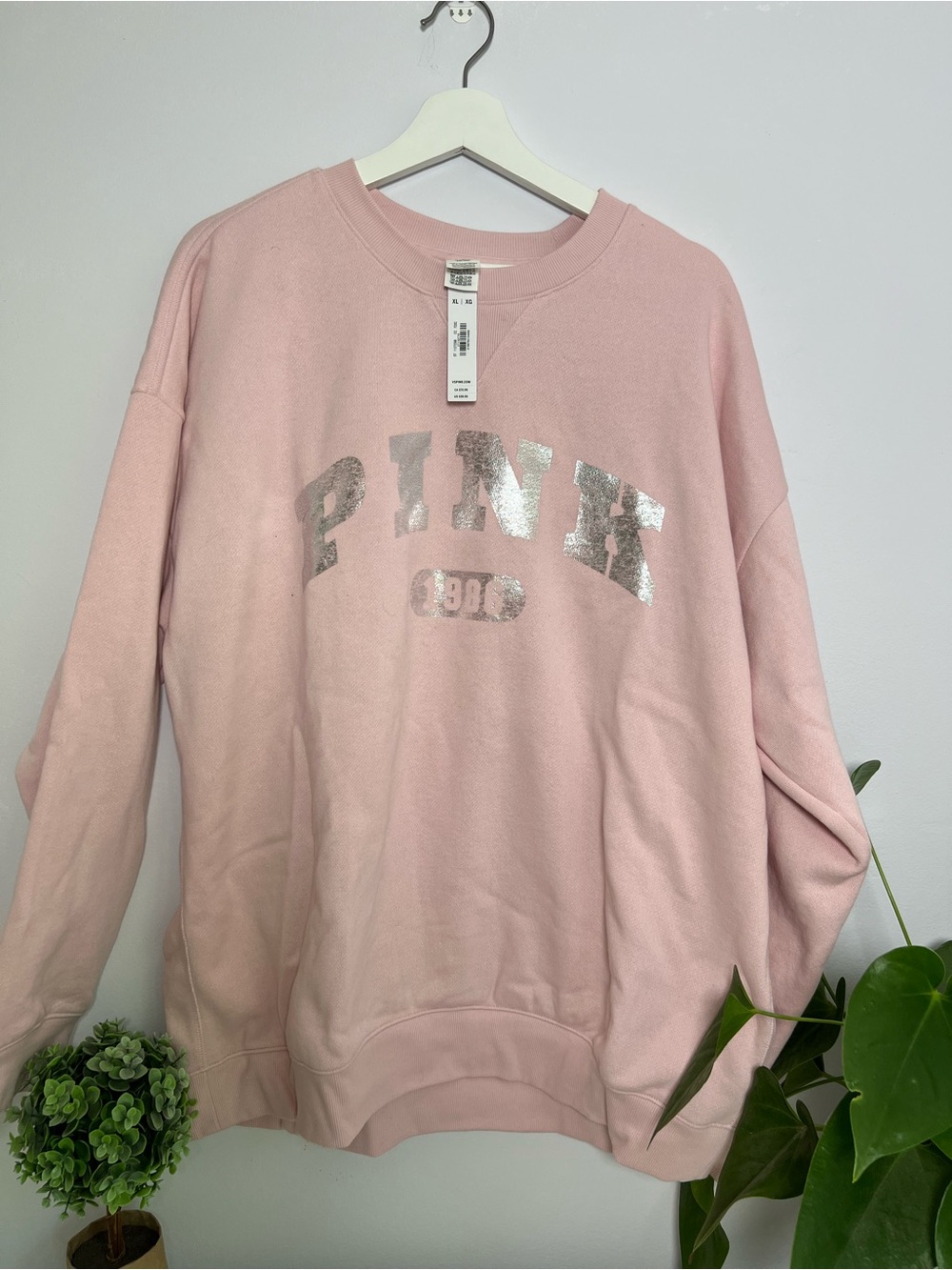 💕 Victoria’s Secret PINK Campus Fleece Crew Sweatshirt – XL – NWT